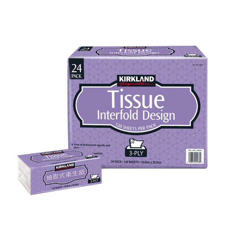【一次買週期配】【Kirkland Signature 科克蘭】三層抽取式衛生紙(120張x24包/串)3次配送
