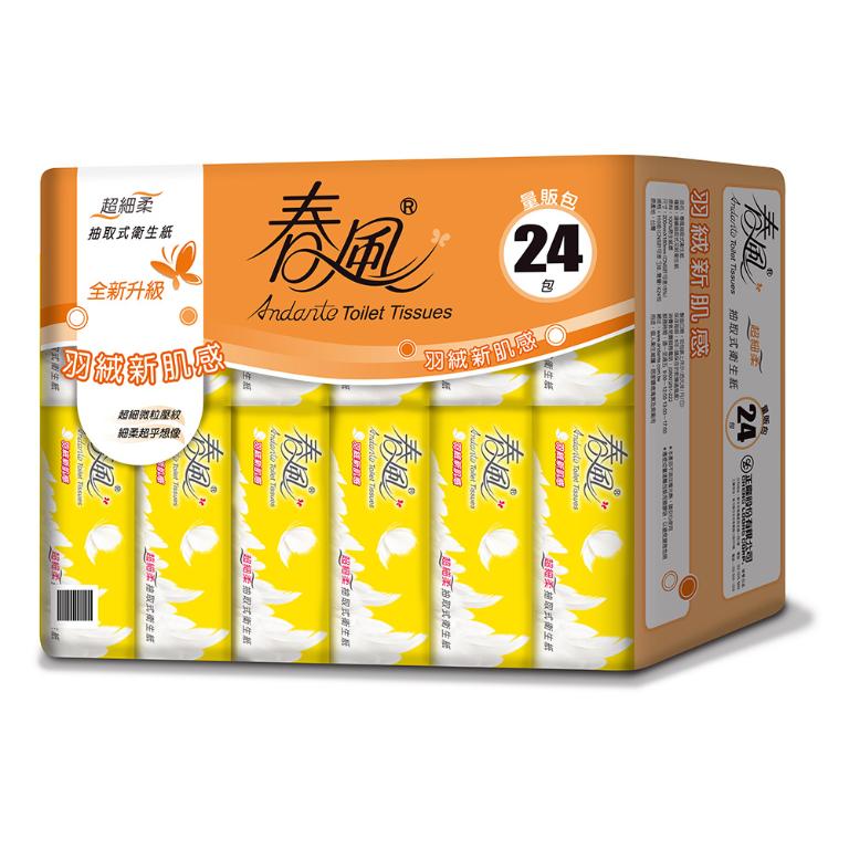 【一次買週期配】【春風】超細柔抽取式衛生紙 (110抽x24包/串) 3次配送