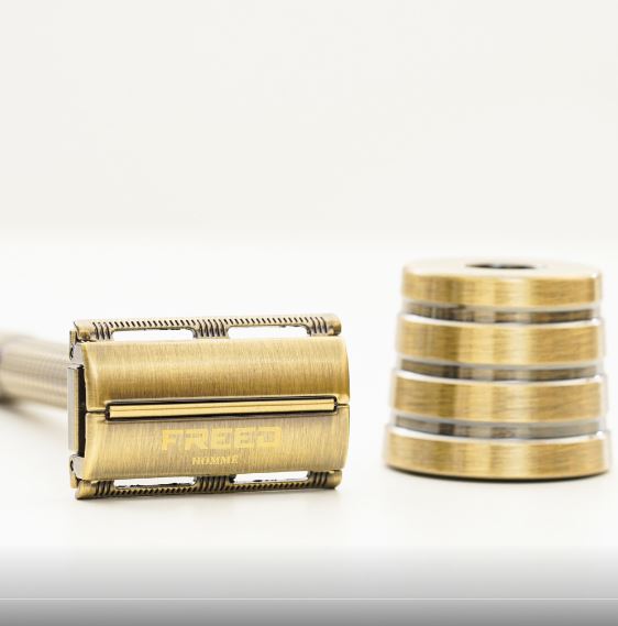 FREED 尊爵四件組旋轉開放式雙刃安全刮鬍刀禮盒 -古銅棕+客製化刻字服務