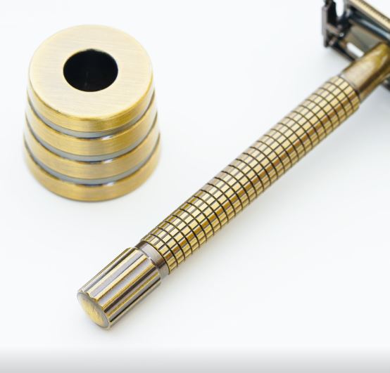 FREED 尊爵四件組旋轉開放式雙刃安全刮鬍刀禮盒 -古銅棕+客製化刻字服務