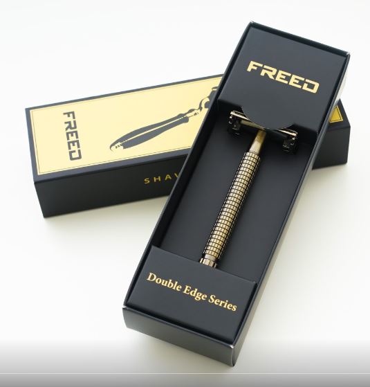 FREED 尊爵四件組旋轉開放式雙刃安全刮鬍刀禮盒 -古銅棕+客製化刻字服務