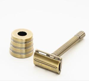 FREED 尊爵四件組旋轉開放式雙刃安全刮鬍刀禮盒 -古銅棕+客製化刻字服務