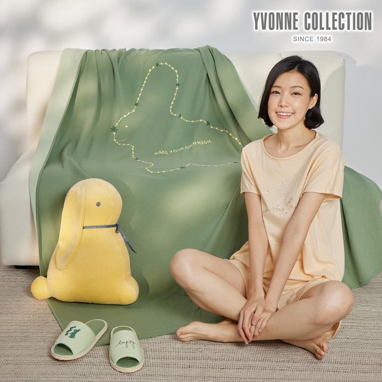 YVONNE 以旺 星鍊兔 單人薄紗毯-尤佳利綠