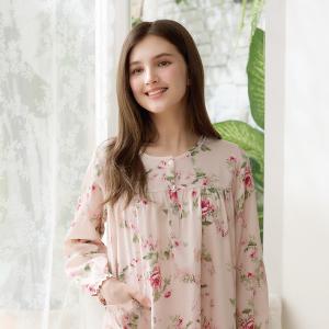 Rosemaid 羅絲美 - 繁花盛宴100%純棉長袖半開釦洋裝睡衣【R2322】輕柔粉