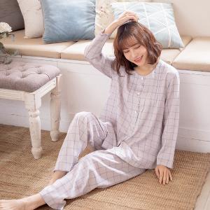 Rosemaid 羅絲美 - 輕鬆生活100%純棉全開釦長袖壓褶款衣褲裝睡衣【R2348】俐落灰