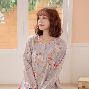 Rosemaid 羅絲美 - 繁花盛宴100%純棉長袖半開釦洋裝睡衣【R2322】雅致灰