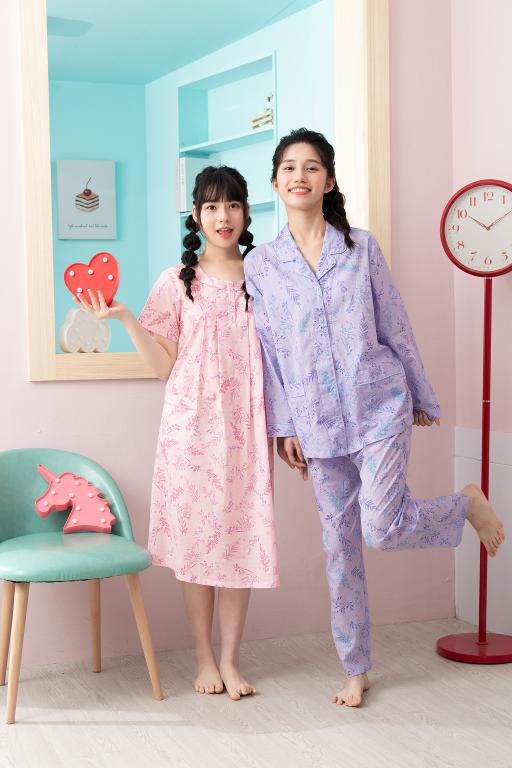 華歌爾睡衣-純棉印花圓領短袖褲裝 