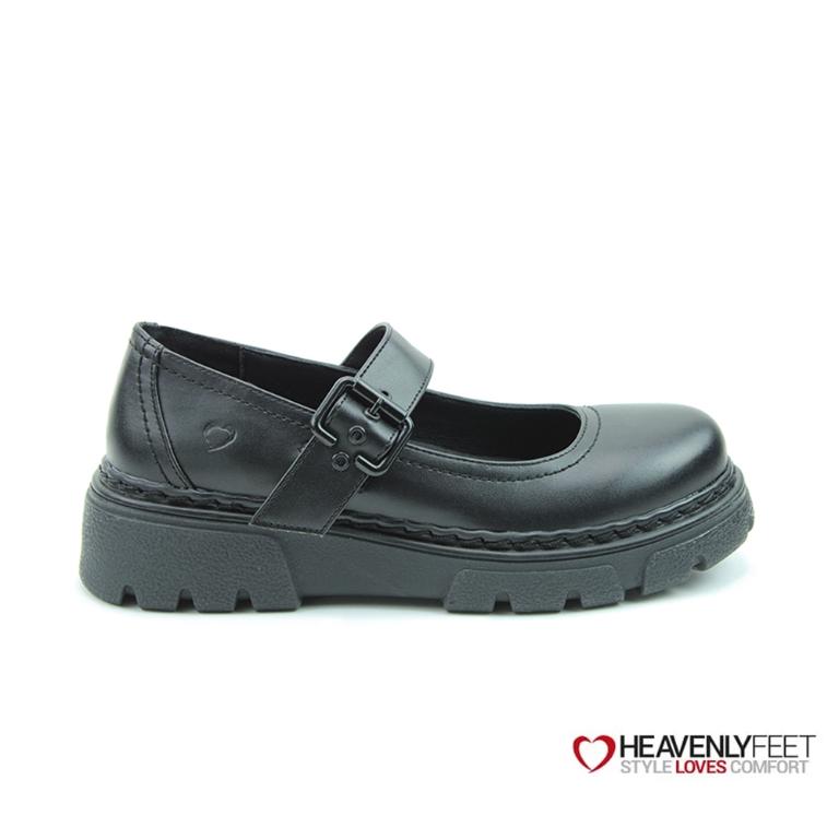 HEAVENLYFEET 英國舒適休閒女鞋 素面瑪莉珍單扣密鞋-BOSTON 黑色