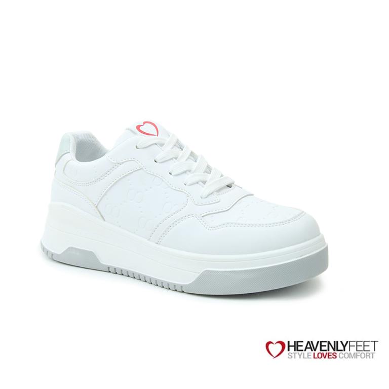 HEAVENLYFEET 英國舒適休閒女鞋 素面5孔鞋帶小白鞋-EASTSIDE白色