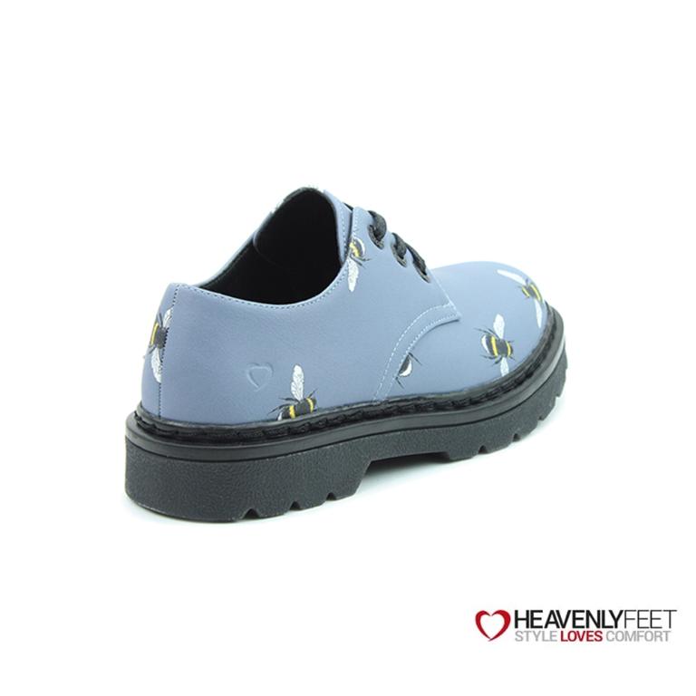 HEAVENLYFEET 英國舒適休閒女鞋 蜜蜂印花7孔密鞋-LIBERTY BEES丹寧藍