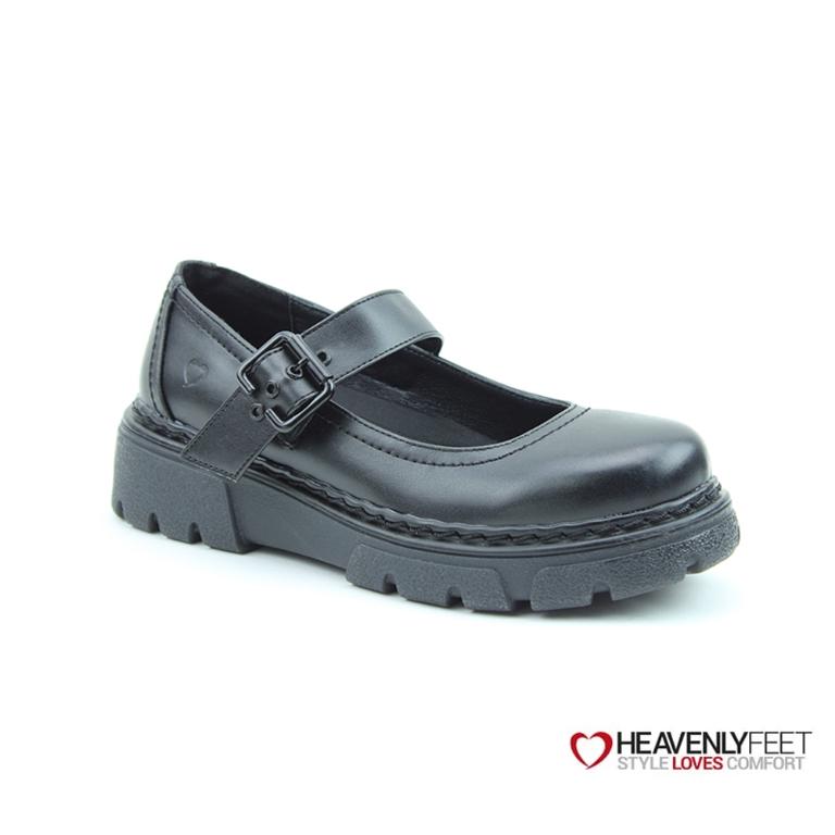 HEAVENLYFEET 英國舒適休閒女鞋 素面瑪莉珍單扣密鞋-BOSTON 黑色