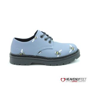 HEAVENLYFEET 英國舒適休閒女鞋 蜜蜂印花7孔密鞋-LIBERTY BEES丹寧藍