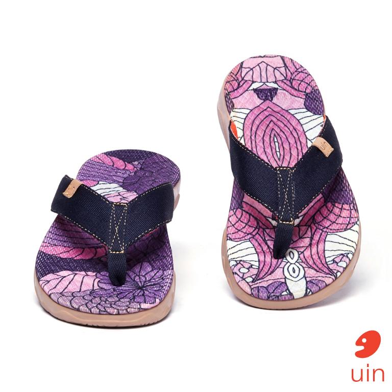 uin 西班牙原創設計 女鞋 涼鞋 拖鞋 矢車菊彩繪休閒鞋W1124540