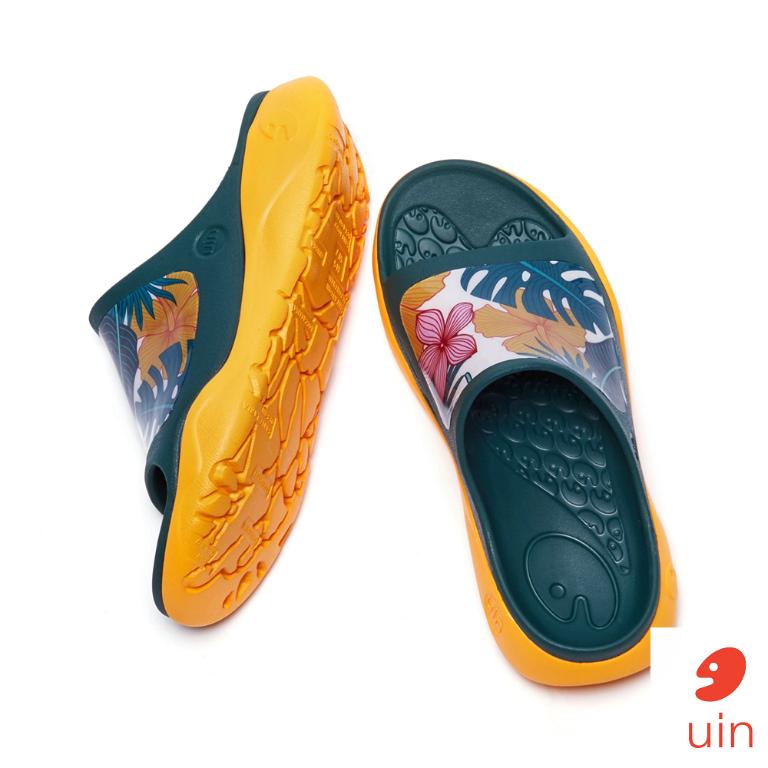 uin 西班牙原創設計 女鞋 涼鞋 拖鞋 迷人花彩繪休閒鞋W1125565