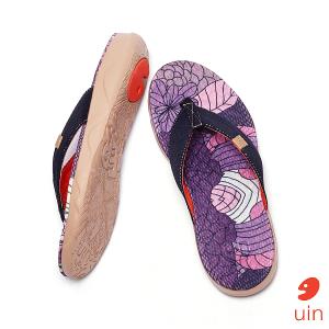 uin 西班牙原創設計 女鞋 涼鞋 拖鞋 矢車菊彩繪休閒鞋W1124540