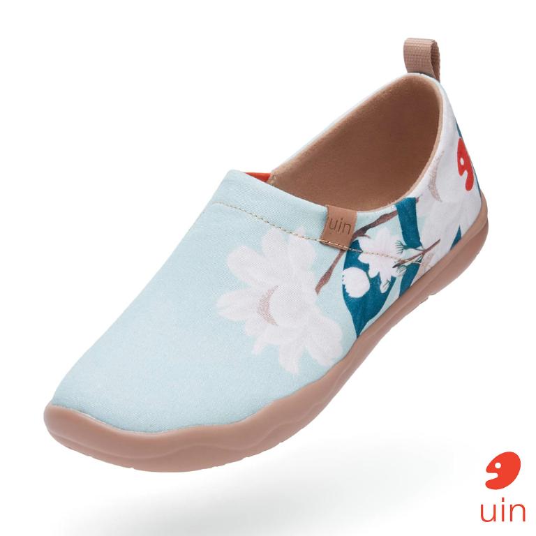 uin 西班牙原創設計 女鞋 帆布鞋 懶人鞋 薄菏芍藥彩繪休閒鞋W1010068