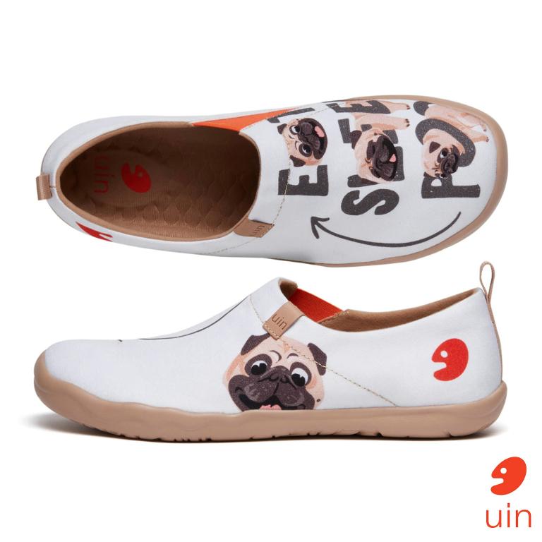 uin 西班牙原創設計 女鞋 帆布鞋 懶人鞋 巴哥的一天彩繪休閒鞋W1010036
