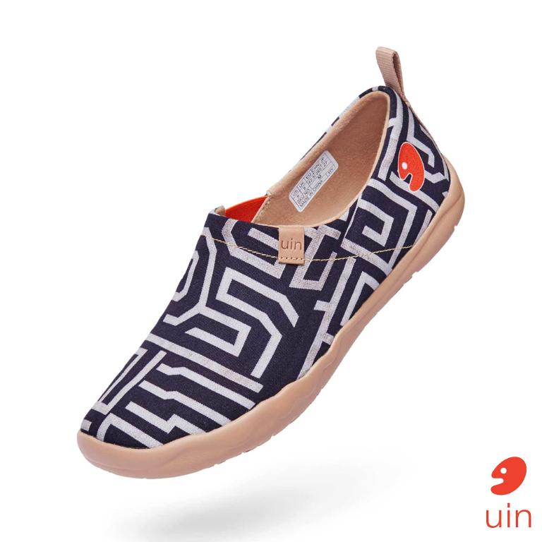 uin 西班牙原創設計 男鞋 帆布鞋 懶人鞋 謎圖彩繪休閒鞋M1109277