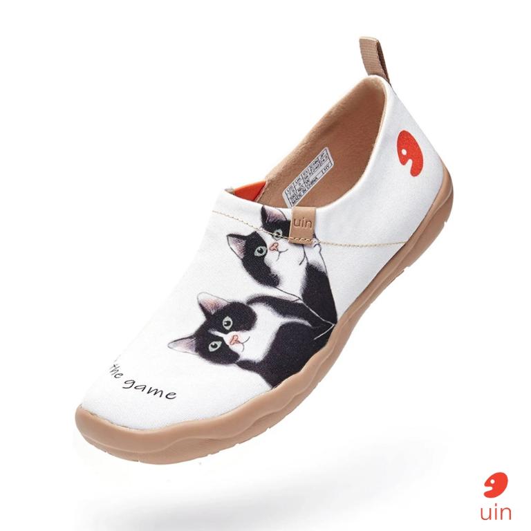 uin 西班牙原創設計 女鞋 帆布鞋 懶人鞋 牛奶貓彩繪休閒鞋W1109547