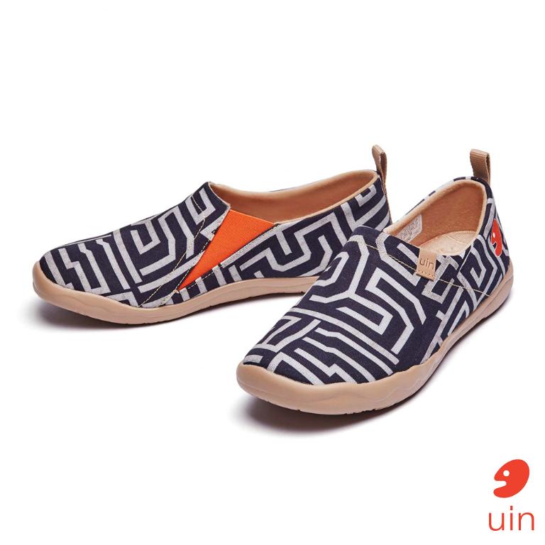 uin 西班牙原創設計 男鞋 帆布鞋 懶人鞋 謎圖彩繪休閒鞋M1109277