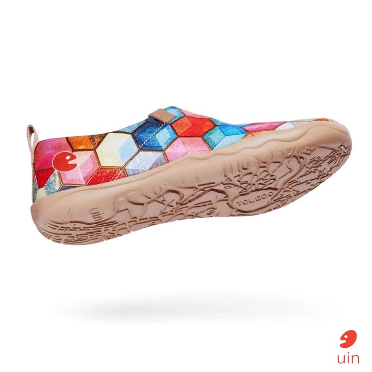 uin 西班牙原創設計 女鞋 帆布鞋 懶人鞋 彩瓷彩繪休閒鞋W1109381