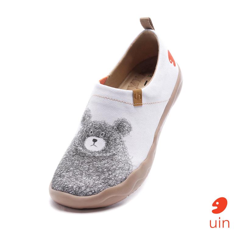 uin 西班牙原創設計 女鞋 帆布鞋 懶人鞋 守護熊彩繪休閒鞋W0101025