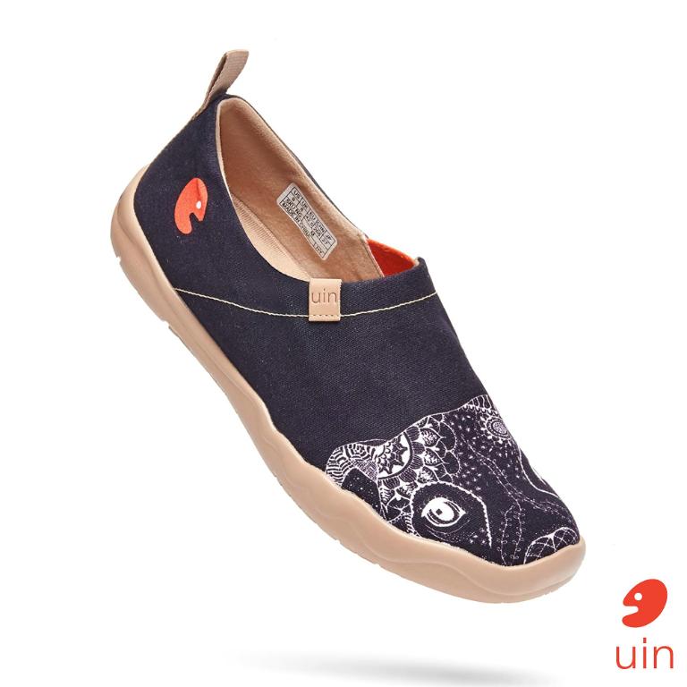 uin 西班牙原創設計 男鞋 帆布鞋 懶人鞋 斗牛愛犬彩繪休閒鞋M1109292