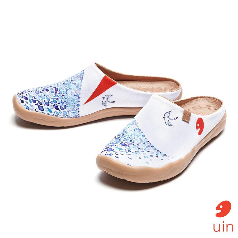 uin 西班牙原創設計 女鞋 帆布鞋 懶人鞋 半包鞋 半拖鞋 飛翔的魚休閒鞋W1122488