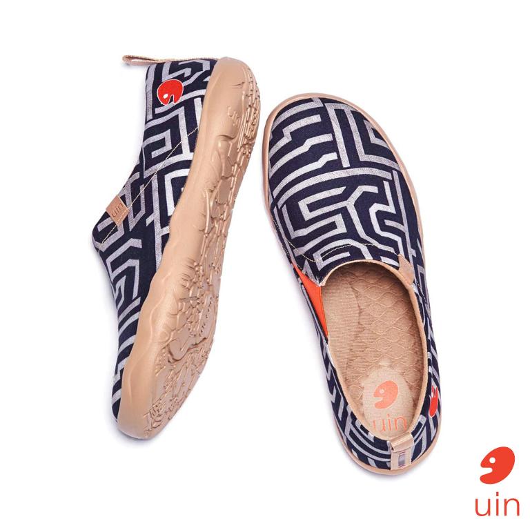 uin 西班牙原創設計 男鞋 帆布鞋 懶人鞋 謎圖彩繪休閒鞋M1109277