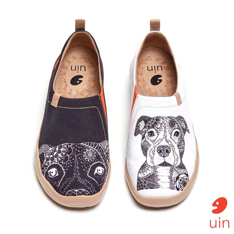 uin 西班牙原創設計 男鞋 帆布鞋 懶人鞋 斗牛愛犬彩繪休閒鞋M1109292