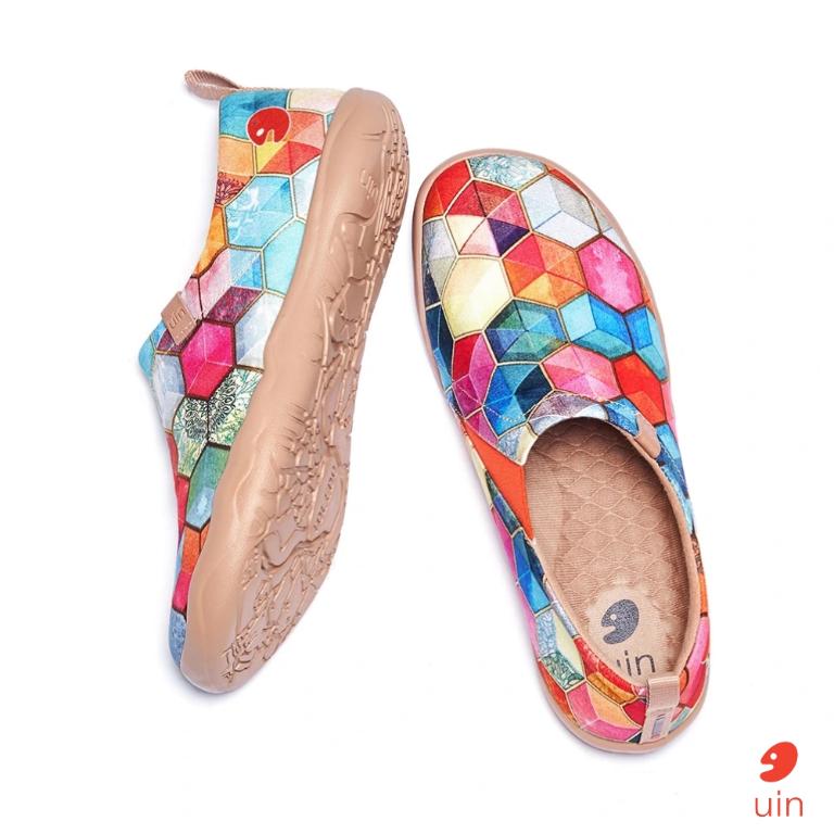 uin 西班牙原創設計 女鞋 帆布鞋 懶人鞋 彩瓷彩繪休閒鞋W1109381