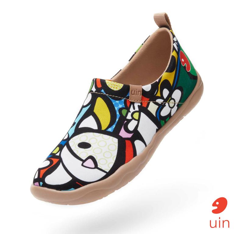 uin 西班牙原創設計 女鞋 帆布鞋 懶人鞋 夢幻花園彩繪休閒鞋W1010014
