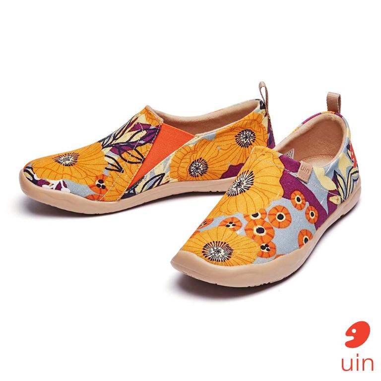 uin 西班牙原創設計 女鞋 帆布鞋 懶人鞋 百花林彩繪休閒鞋W1109374