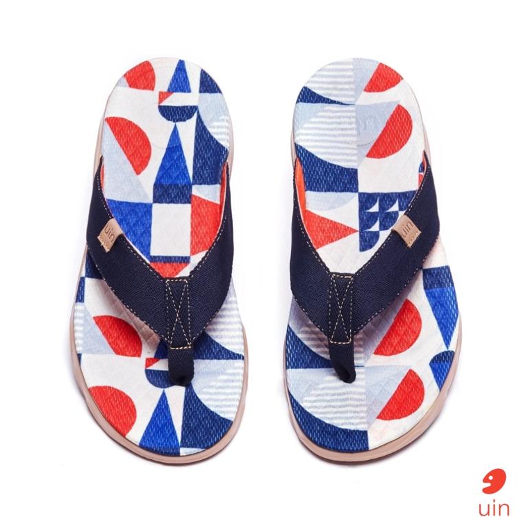 uin 西班牙原創設計 男鞋 涼鞋 拖鞋 棱世紀彩繪休閒鞋M1124417