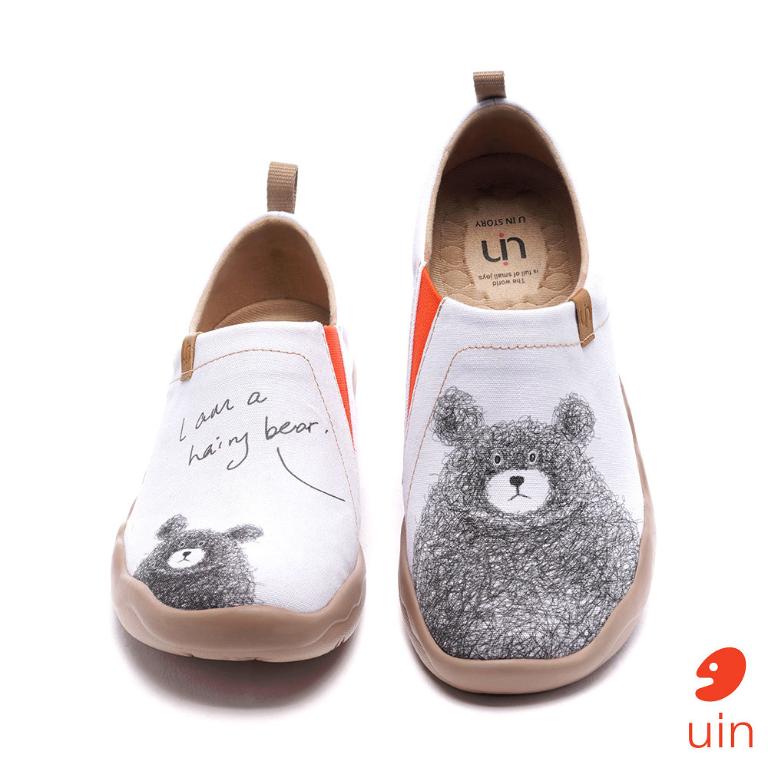 uin 西班牙原創設計 女鞋 帆布鞋 懶人鞋 守護熊彩繪休閒鞋W0101025