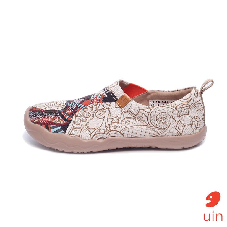 uin 西班牙原創設計 女鞋 帆布鞋 懶人鞋 黑珍珠彩繪休閒鞋82012076