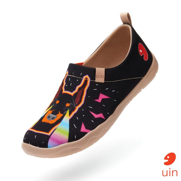 uin 西班牙原創設計 男鞋 帆布鞋 懶人鞋 鐳射犬彩繪休閒鞋M1010031