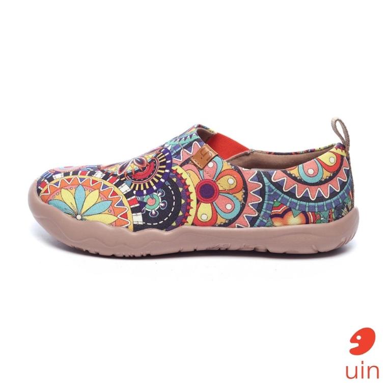 uin 西班牙原創設計 女鞋 帆布鞋 懶人鞋 花花世界彩繪休閒鞋82012078