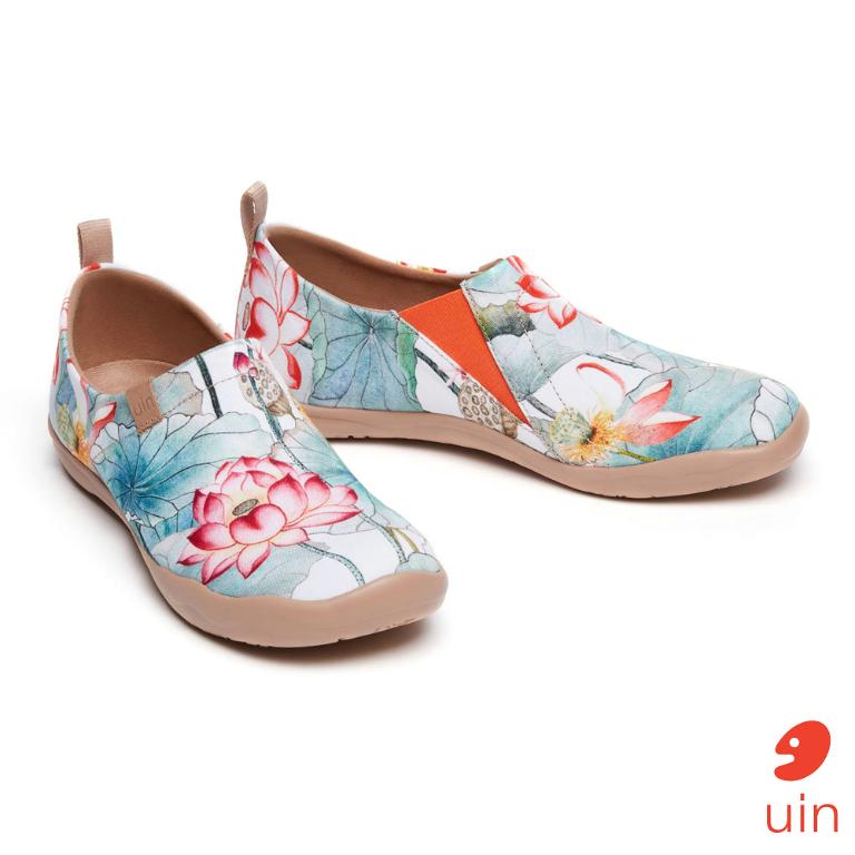 uin 西班牙原創設計 女鞋 帆布鞋 懶人鞋 夏荷彩繪休閒鞋W1010065