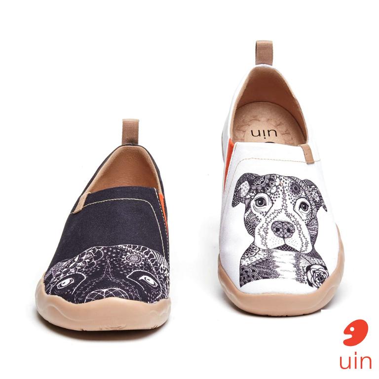 uin 西班牙原創設計 男鞋 帆布鞋 懶人鞋 斗牛愛犬彩繪休閒鞋M1109292