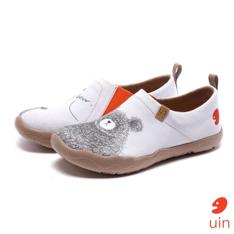 uin 西班牙原創設計 女鞋 帆布鞋 懶人鞋 守護熊彩繪休閒鞋W0101025