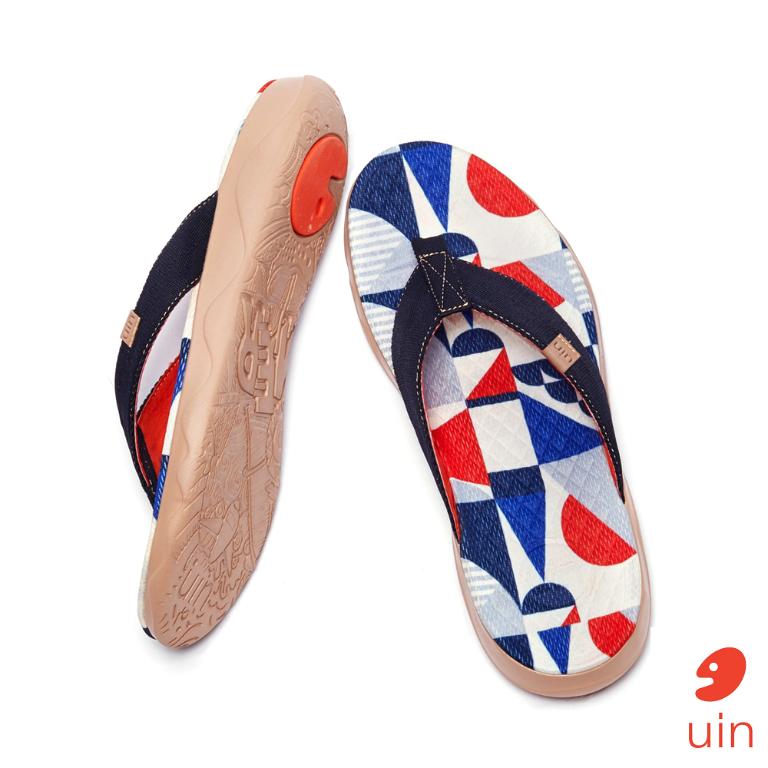 uin 西班牙原創設計 男鞋 涼鞋 拖鞋 棱世紀彩繪休閒鞋M1124417