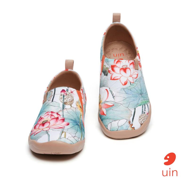 uin 西班牙原創設計 女鞋 帆布鞋 懶人鞋 夏荷彩繪休閒鞋W1010065