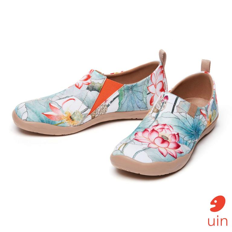 uin 西班牙原創設計 女鞋 帆布鞋 懶人鞋 夏荷彩繪休閒鞋W1010065