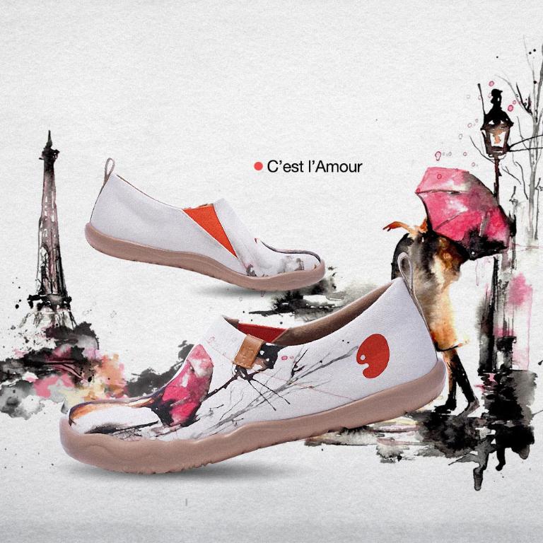 uin 西班牙原創設計 女鞋 帆布鞋 懶人鞋 吻的回憶彩繪休閒鞋W0101008