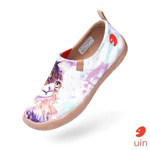 uin 西班牙原創設計 女鞋 帆布鞋 懶人鞋 緬因貓彩繪休閒鞋W1109546