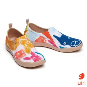 uin 西班牙原創設計 女鞋 帆布鞋 懶人鞋 蠟筆小狗彩繪休閒鞋W1010038