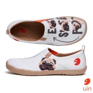uin 西班牙原創設計 女鞋 帆布鞋 懶人鞋 巴哥的一天彩繪休閒鞋W1010036
