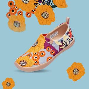 uin 西班牙原創設計 女鞋 帆布鞋 懶人鞋 百花林彩繪休閒鞋W1109374