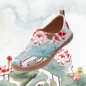 uin 西班牙原創設計 女鞋 帆布鞋 懶人鞋 夏荷彩繪休閒鞋W1010065